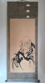 日本回流 日本著名画家 新谷铁仙《达摩》（手绘）纸本立轴（005）