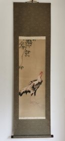 日本回流 日本著名画家 葛饰北斋（1760-1849）《大鸡图》（印刷）纸本立轴 018