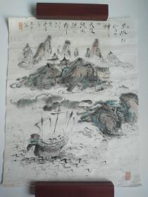 日本回流   太白 《山水人物画》（手绘）纸本软片