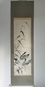 日本回流 日本著名画家  福田平八郎（1892-1974）《芦雁图》（手绘）纸本立轴（双套盒）