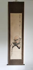 日本回流 日本画家  蒲氏春屋《达摩》（手绘）纸本立轴1