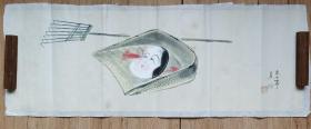 日本回流 日本画 《能乐面具》 纸本 托片1