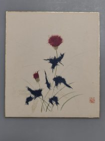 日本回流《花卉图》（和纸工艺画）纸本卡纸画