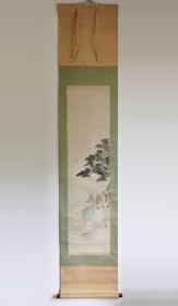 日本回流 日本画家  森高雅《高砂夫妇》（手绘）纸本立轴