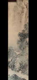 日本回流 南溪《水墨山水》（手绘）纸本托片（047）