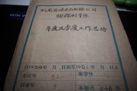 1959年-1961年~湖南省煤炭局勘探公司【年度及季度工作总结等】合订一厚本246页