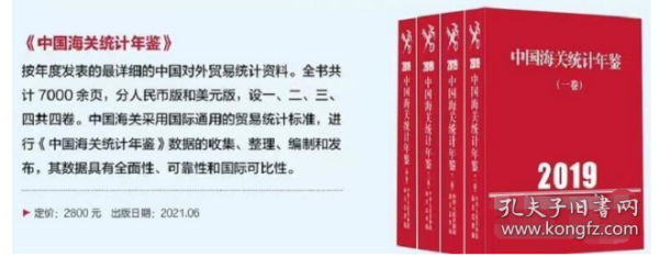 2019中国海关统计年鉴4册 中华人民共和国海关总署 海关统计资料 对外贸易数据统计分析 国际贸易统计书籍    1H11z