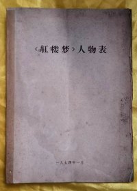 红楼梦人物表（16页，1974年）