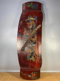 珍藏描金漆器古筝 雲尔铭文 包浆醇厚音质优美 长120cm 宽43cm 高15cm