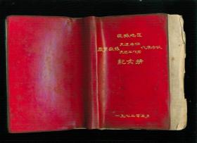 1973年36开100页塑料精装笔记本：运城地区教育战线先进单位、先进工作者代表会议纪念册（记满了学习日记）