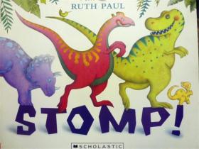 英文原版       Stomp! A Dinosaur Folow-the-Leader Story       恐龙民间故事