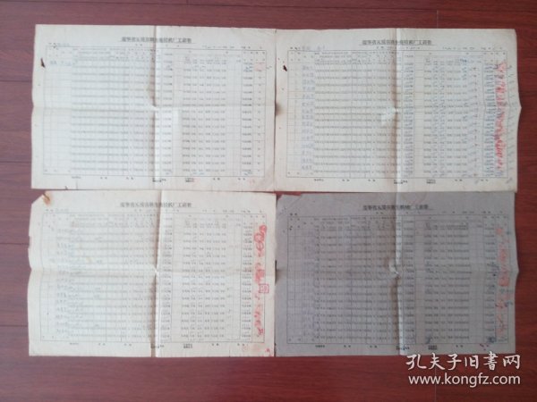 60年代辽宁省瓦房店新生机械厂工薪册（4张合售）