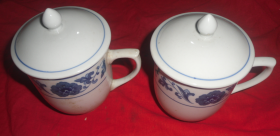 678中国磁州窑茶杯一对  （ 老库存  未使用过）
