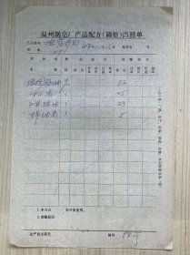《温州制皂厂产品配方（调整）咨照单》产品名称 以产皂/1979.10.15