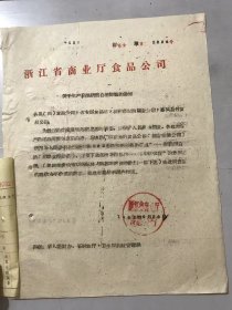 1962年9月28日 浙江省商业厅食品公司《关于生产药酒所需白酒问题的通知》。