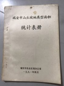 1991年4月 瑞安市农业区划办公室《瑞安市山丘坡地类型面积统计表册》。