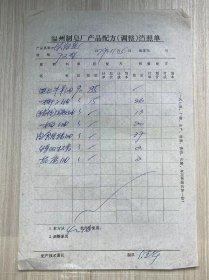 《温州制皂厂产品配方（调整）咨照单》产品名称 以产皂/1979.11.5