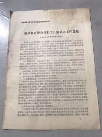 全省调整工资工作会议经验介绍材料之六 1980年1月3日《嘉兴县百货公司职工升级试点工作总结》嘉兴县百货公司总支委员会。