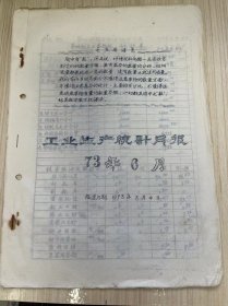 温州茶厂《工业生产统计月报 1973年6月》报送日期 1973年7月4日/茶叶加工主要指标统计表、茶叶成箱与调拨统计月表、原料付制成品收回统计、技术经济定额实绩表、温州茶厂革委会分批成箱报告表