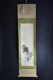 （VH5854）景翠画 绢本手绘《山水风景图》装裱立轴画一幅 绫裱 两侧树脂轴头 钤印 画心尺寸：104*33CM 立轴尺寸：183*46CM