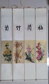 【 《梅兰竹菊》四条屏】“画兰圣手”高翔瀚，《梅兰竹菊》四条屏挂轴，挂轴142*22*4，画心45*22*4，四幅