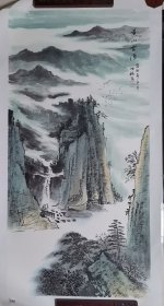 【山水竖幅】《黄山云涌》，王世银，江苏省美协会员，山水国画，竖幅，138*69，四尺整张，宣纸，已手工托底。名家真迹，纯手绘保真。