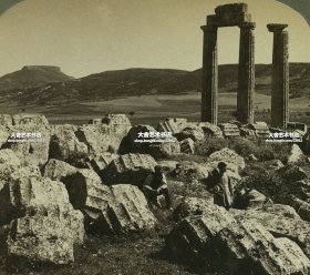 清末民国时期立体照片---- 清代欧洲希腊宙斯神庙，奥林匹克比赛仪式的举办地，于希腊雅典卫城东南面，是为了祭祀宙斯而建的，也是古希腊最大的神庙。