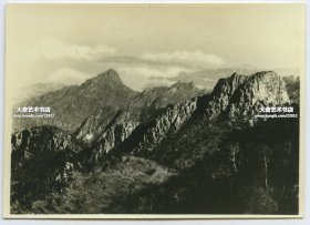 民国时期朝鲜金刚山万物相奇峰远眺全景老照片。9.5X6.8厘米，泛银