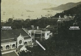 清末民国时期立体照片-- 清代香港山上鸟瞰半山区西洋别墅。