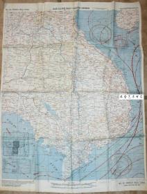 1943年二战美国援华空军使用的法属印支中国（正面），中国中部（背面）一带的航空无声防水地图- ---印支中国地图的右上角是海南岛，左下角是暹罗湾，华中地图大约位置是右上角是湖南洞庭湖，右下角广东广州湾，海南，和中国南海