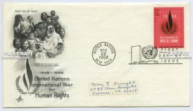 1968年联合国国际年“人权主题”纪念邮票首日封一枚