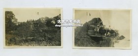 民国上海徐家汇法国驻军老照片两张，尺寸均为8.2X5.7厘米左右，泛银。