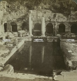 清末民国时期立体照片---- 清代欧洲希腊南科林斯集市附近著名的皮林喷泉。
