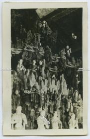 民国北海小西天极乐世界殿须弥山和各界佛菩萨造像老照片。10.1X6.5厘米，泛银