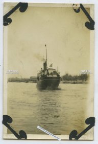 民国天津白河之上航行的汽轮老照片。8.5X5.7厘米，泛银
