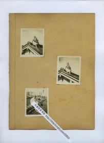 民国时期日本女子房上拍照老照片一组3张，粘贴在册页纸卡上。每张的尺寸均为5.8X4.2厘米左右