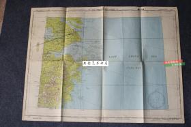 1945年浙江杭州湾地图一张，73X55厘米。宁波，温州，杭州，萧山，嘉兴等地均有标注。