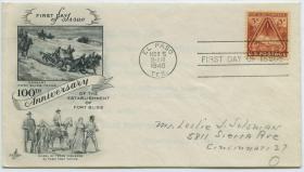 1948年美国德州布利斯堡（Fort Bliss）军事基地建立100周年纪念邮票首日封一枚