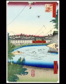 名所江户百景 春03 山下町日比谷外樱田 羽子板与正月松的新年气象 安达复刻 日本浮世绘风景名作