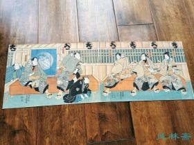 歌川国贞役者绘 五人男 稀见横两枚续 江户伊达男与洒落和服
