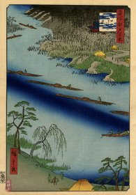 歌川广重《名所江户百景20 川口渡口善光寺》 百年古版画 风林斋新春浮世绘展