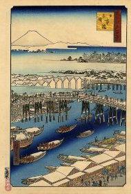 歌川广重《名所江户百景01 日本桥雪晴》 百年古版画 风林斋新春浮世绘展