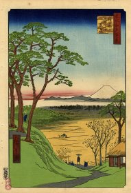 歌川广重《名所江户百景84 目黑爷爷茶屋》 百年古版画 风林斋新春浮世绘展