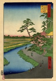 歌川广重《名所江户百景40 关口上水端芭蕉庵椿山》 百年古版画 风林斋新春浮世绘展