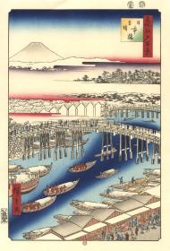 《名所江户百景 日本桥雪晴》歌川广重生涯绝笔系列 安达复刻 日本浮世绘风景杰作