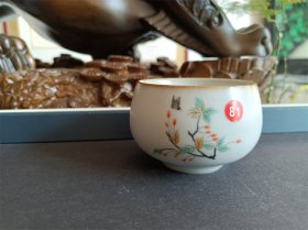 蝶恋花汝瓷禅定品茗杯（尺寸: 口径6.6cm× 高5.0cm，均为手工测量，难免存在一定误差）