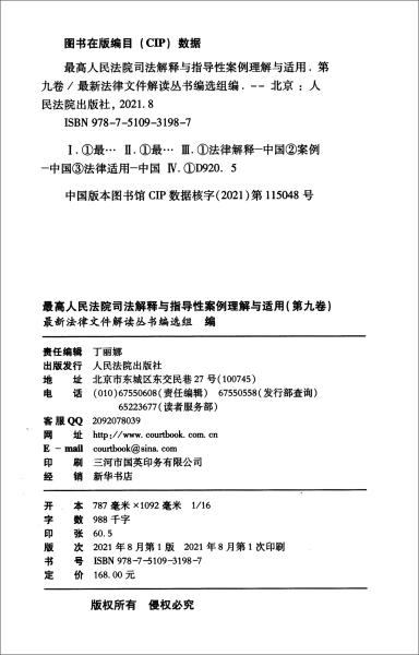 最高人民法院司法解释与指导性案例理解与适用(第9卷2020年精选版)/最新法律文件解读丛书