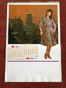 《明星》1984年双月历，汪明荃、古嘉露、狄宝娜摩亚、夏淑玲、余安安、甄妮，未悬挂，43.2x29.1cm