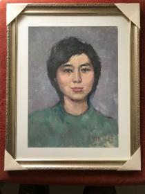 《女青年》1986年油画，画芯：46.5×34.5cm，镜框：62.5×50cm