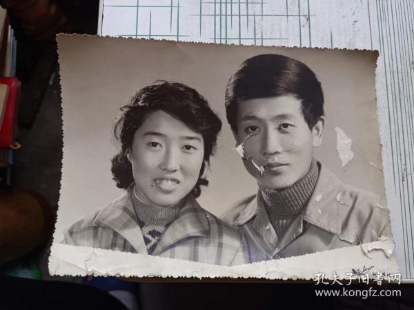 80年代烟台结婚照 俊男美女 尺寸21*15cm